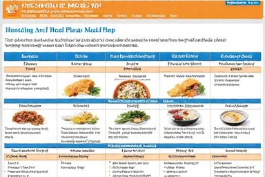 Documento digital de un plan de alimentación personalizado con gráficos y colores vivos